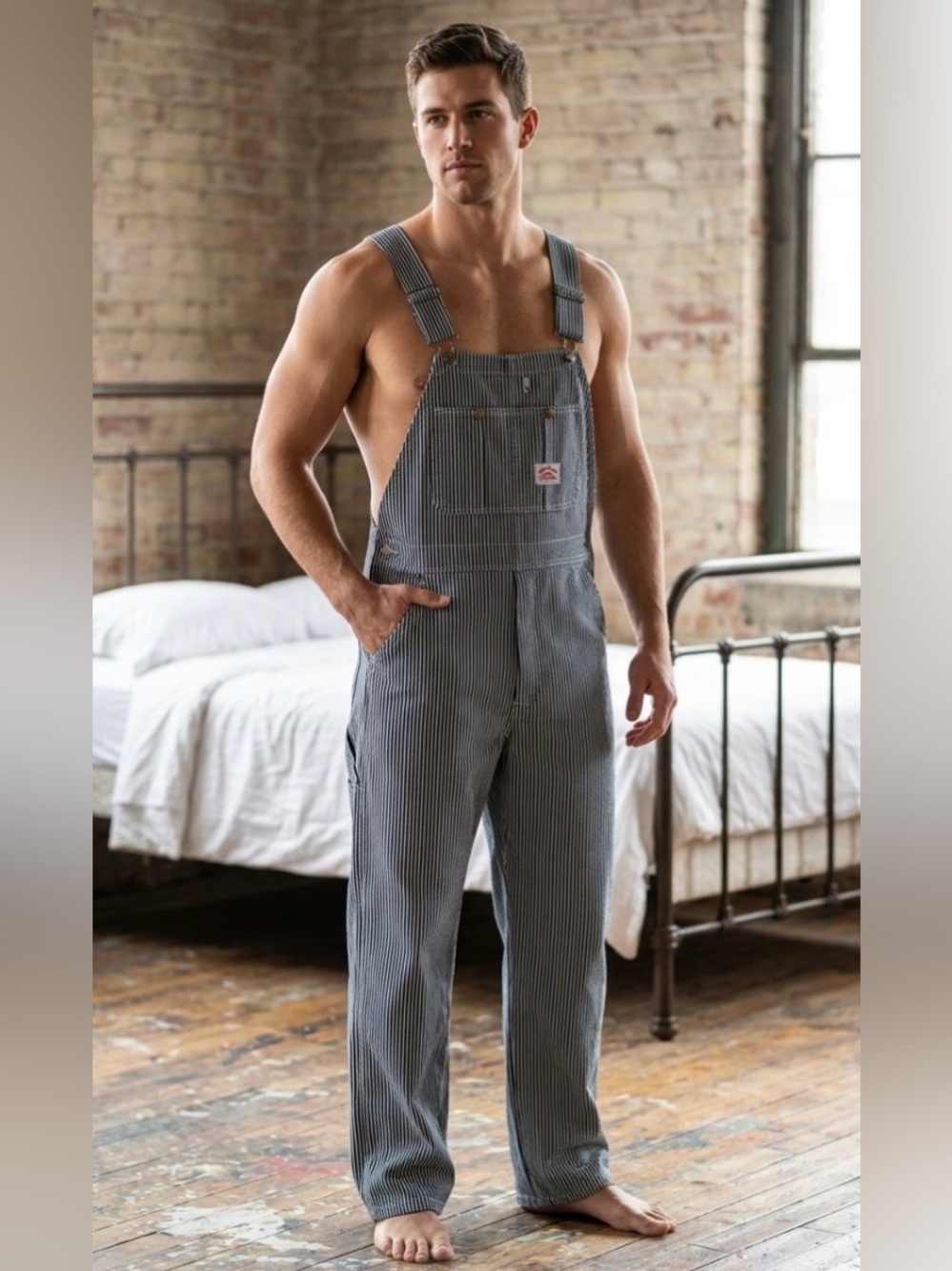 Stripedw Men's Work Overalls - Black /White…or UNISEX